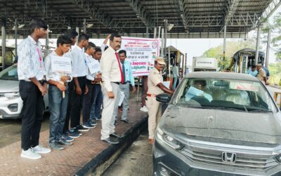 Road Safety Awareness and Pamphlet Distribution in Thozhuppedu Toll Plaza